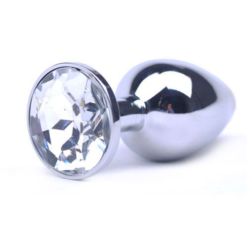 Large Metal Anal Plug With Clear Crystal